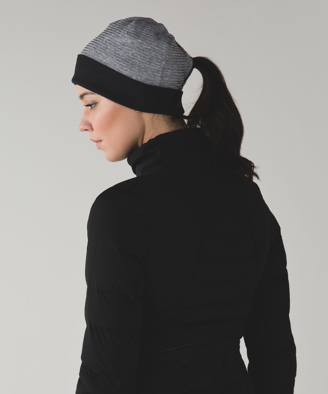 Lululemon Run With Me Toque - Mini Check Pique White Heathered Black / Black