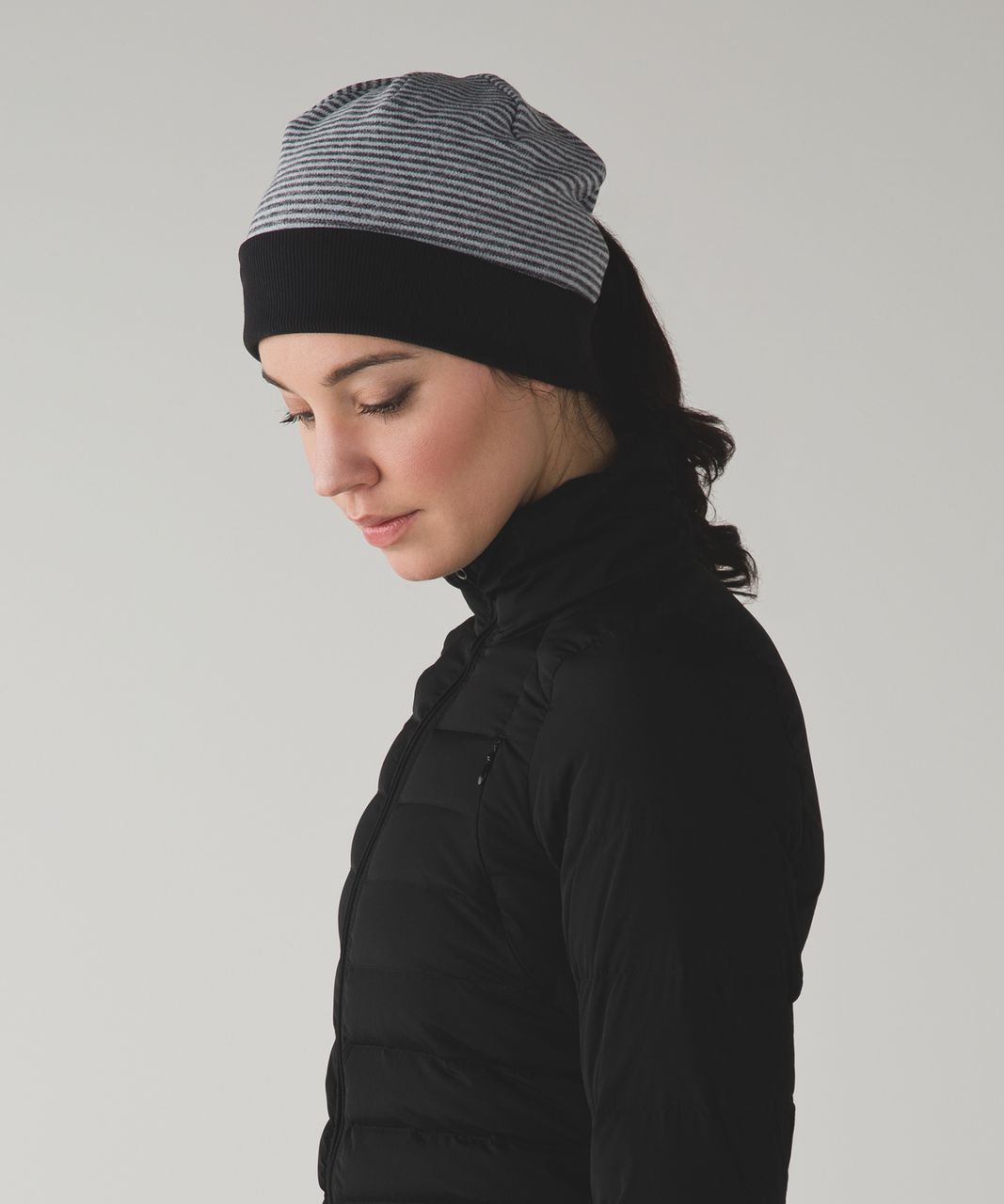 Lululemon Run With Me Toque - Mini Check Pique White Heathered Black / Black