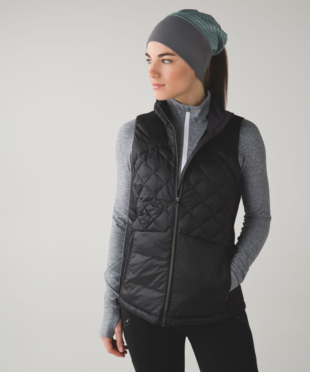 Lululemon Run With Me Toque - Parallel Stripe Menthol Heathered Slate / Heathered Slate / Slate