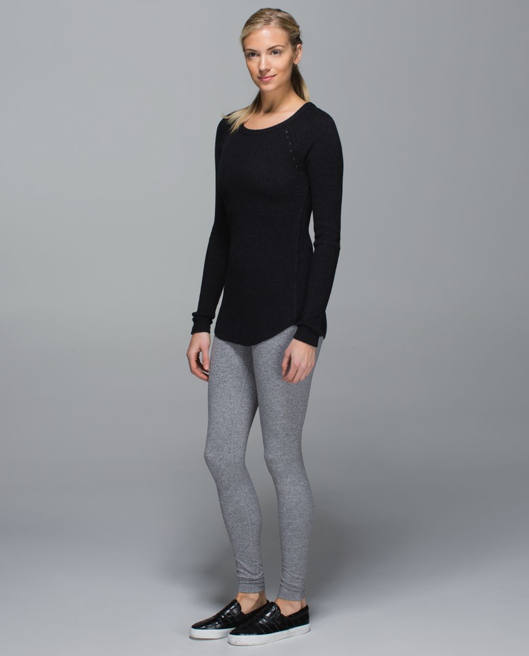 Lululemon Cabin Yogi Long Sleeve - Black / Heathered Dark Grey - lulu ...