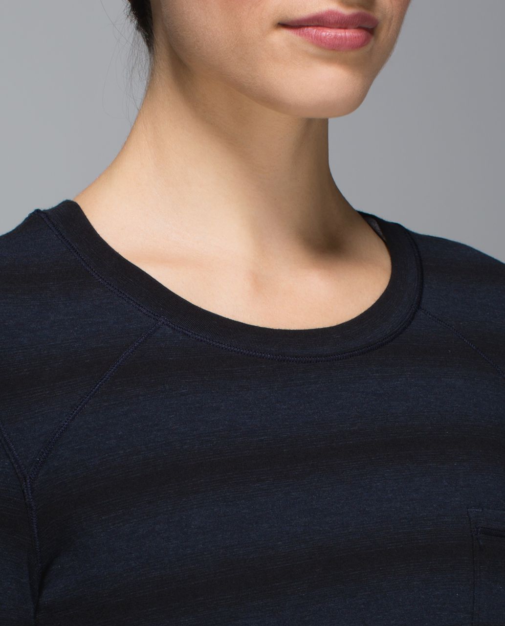 Lululemon Find Your Zen Long Sleeve - Capilano Stripe Heathered Inkwell Black