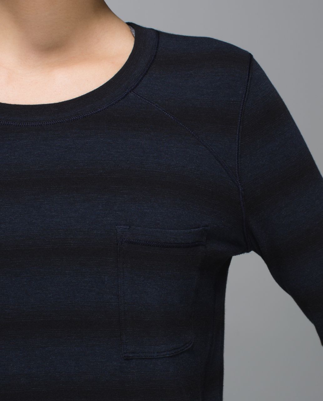 Lululemon Find Your Zen Long Sleeve - Capilano Stripe Heathered Inkwell Black