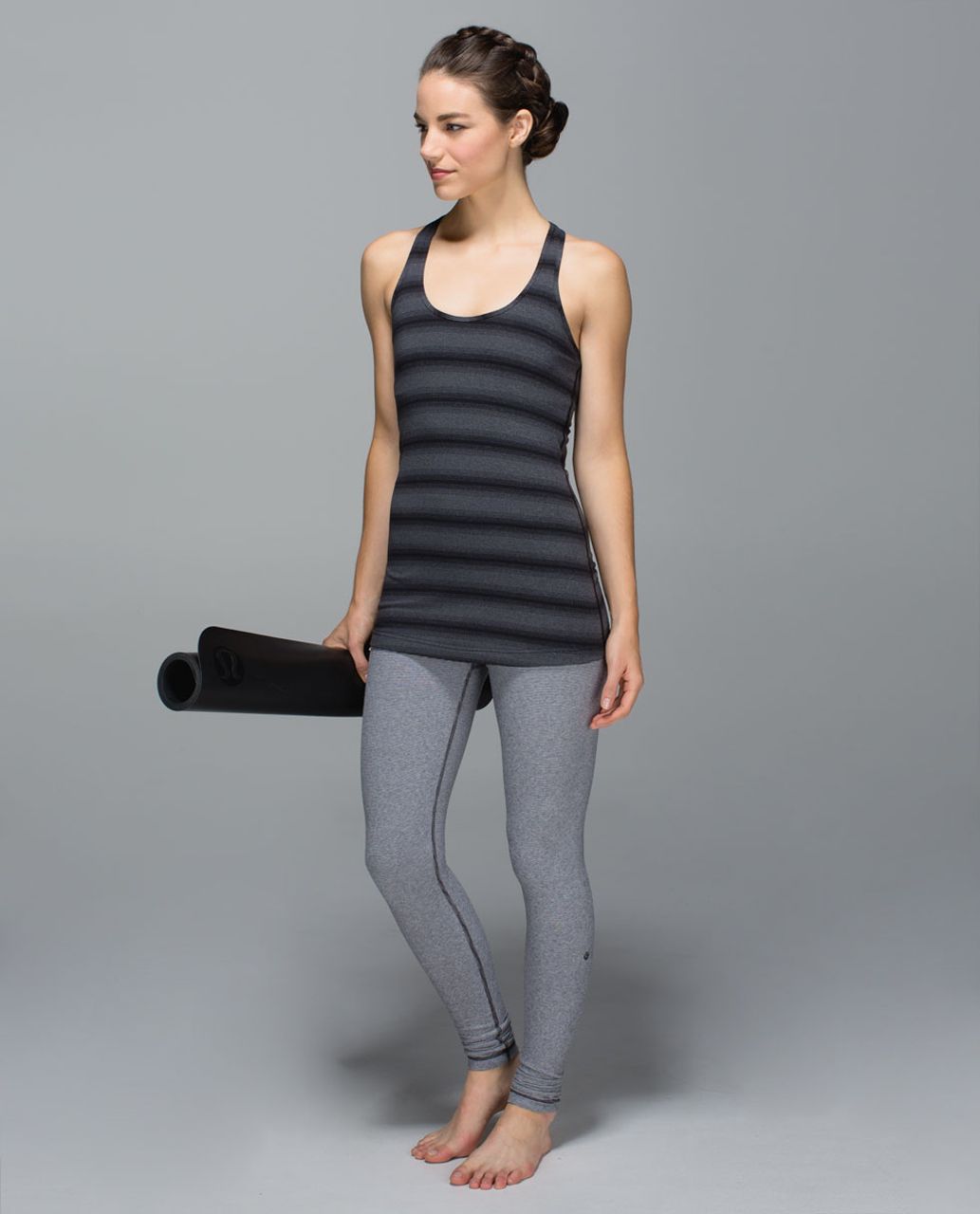 Lululemon Cool Racerback - Capilano Stripe Heathered Deep Coal Black