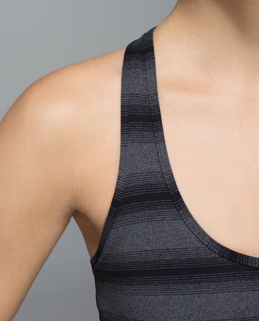 Lululemon Cool Racerback - Capilano Stripe Heathered Deep Coal Black