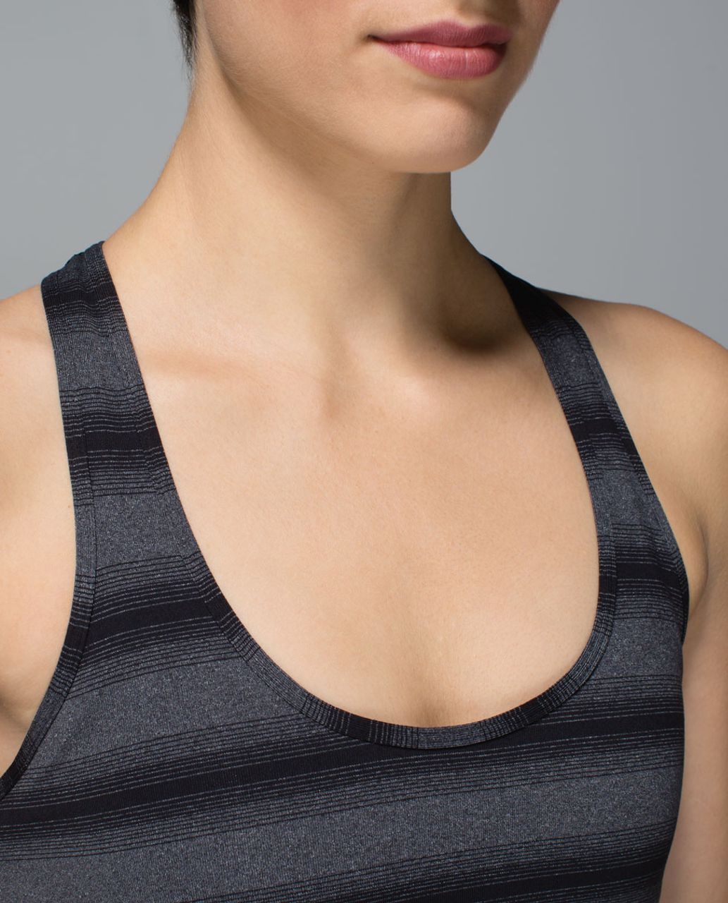 Lululemon Cool Racerback - Capilano Stripe Heathered Deep Coal Black