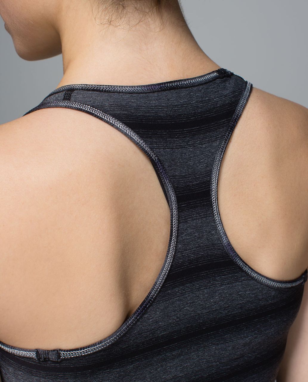 Lululemon Cool Racerback - Capilano Stripe Heathered Deep Coal Black