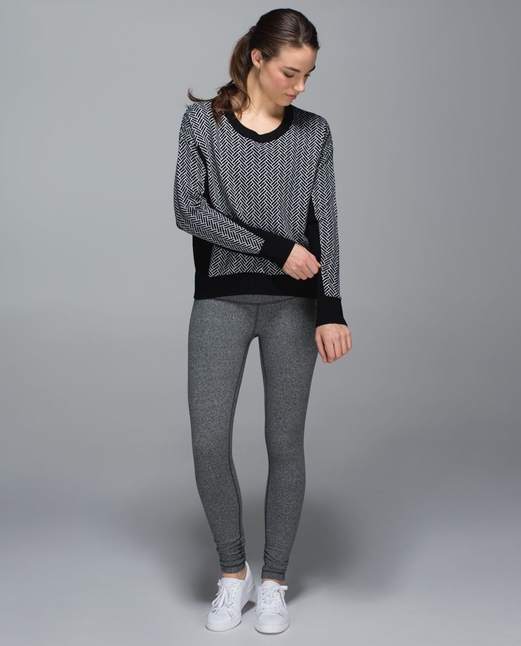 Lululemon Wunder Under Pant *Cotton (Roll Down) - Heathered Speckled Black  - lulu fanatics