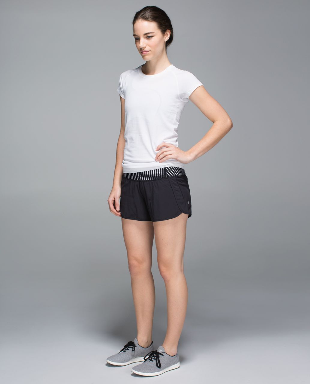 Lululemon Run Times Short *4-way Stretch - Black / Parallel Stripe White Black