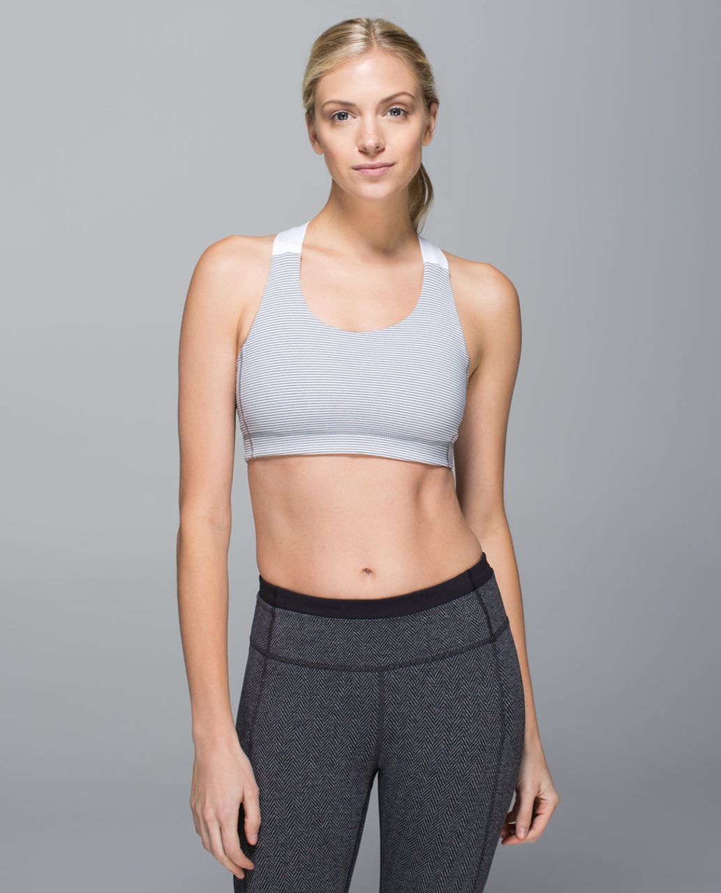 Lululemon All Sport Bra - Tonka Stripe Heathered Slate White / White