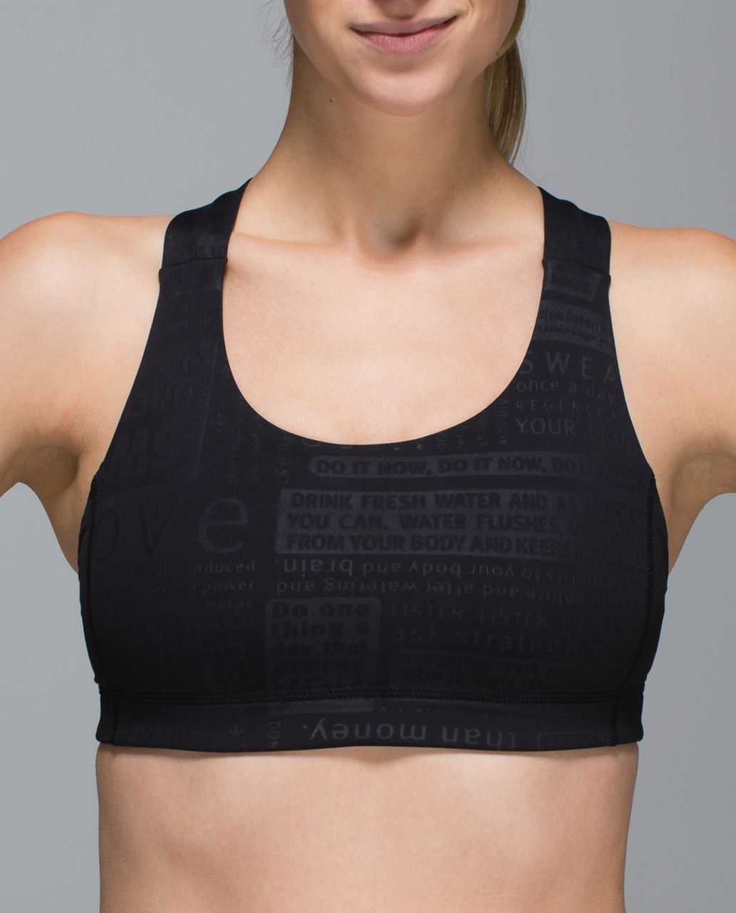 Lululemon All Sport Bra - Classic Manifesto Embossed Black - lulu fanatics