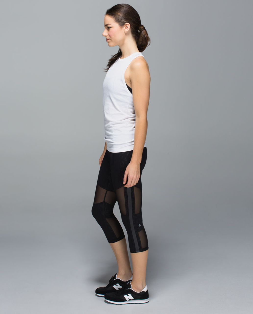 Lululemon Mesh With Me Crop - Animal Swirl Embossed Black / Black