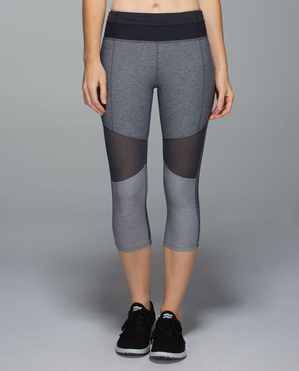 Lululemon Mesh With Me Crop - Heathered Deep Coal / Deep Coal / Heathered Slate