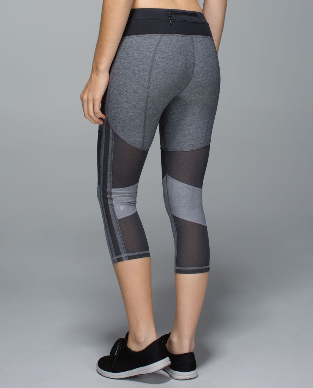 Lululemon Mesh With Me Crop - Heathered Deep Coal / Deep Coal / Heathered Slate