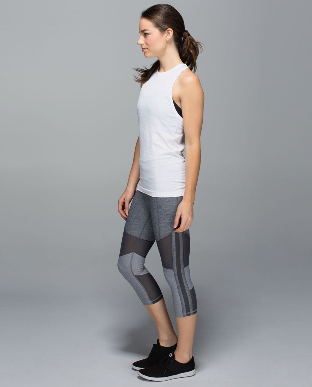 Lululemon Mesh With Me Crop - Heathered Deep Coal / Deep Coal / Heathered Slate