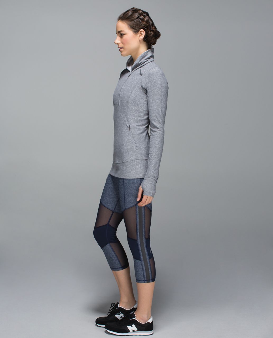 Lululemon Mesh With Me Crop - Heathered Inkwell / Inkwell