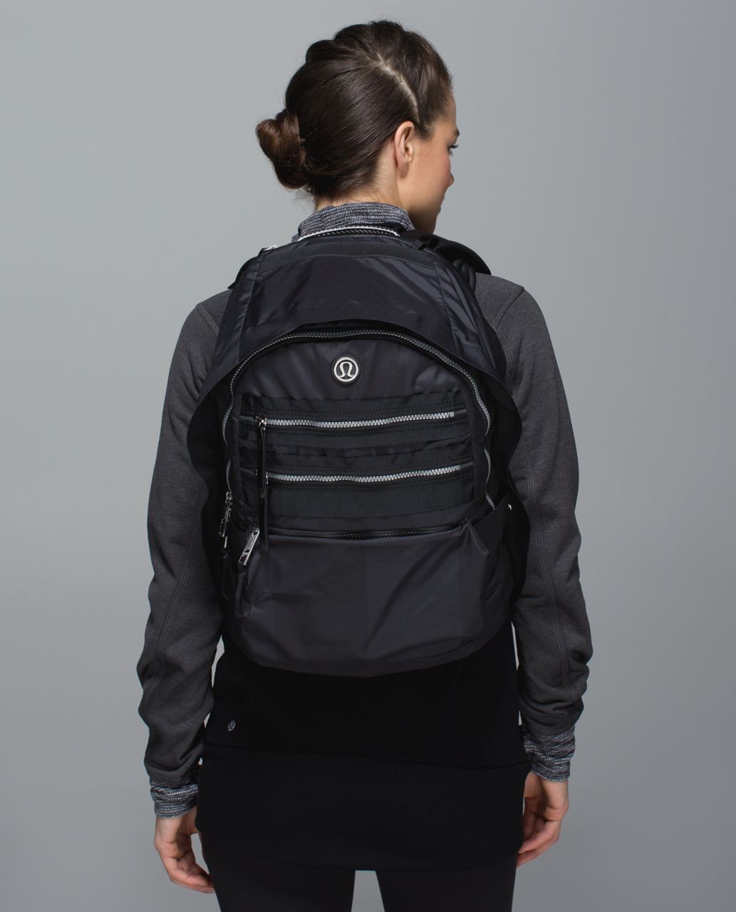 Lululemon Pack To Reality Backpack - Bold Stripe Vertical Deep Coal Black / Black