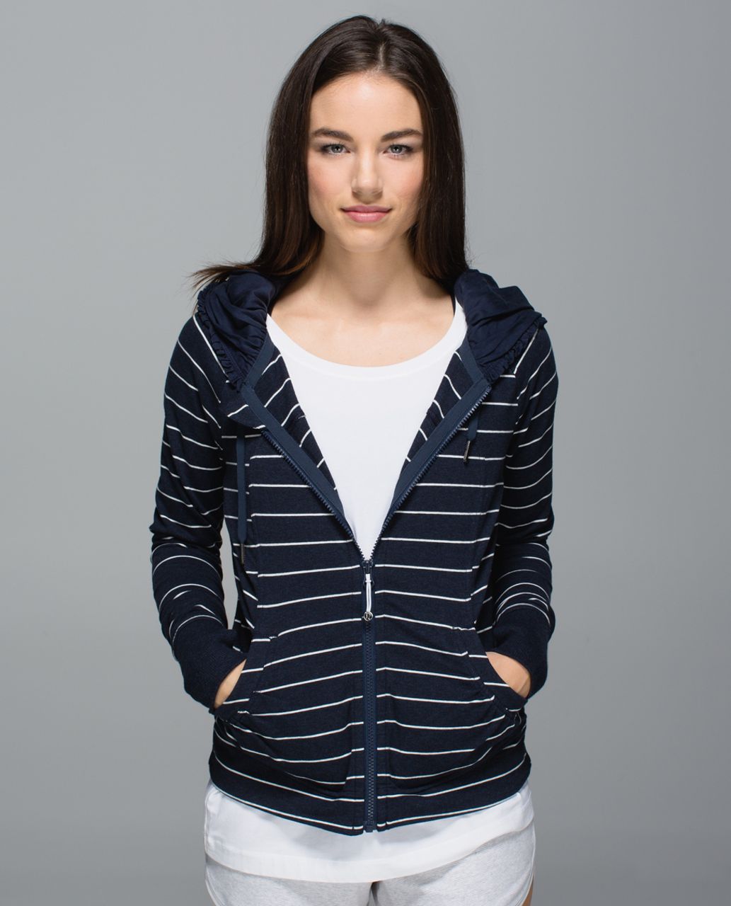 Lululemon Movement Jacket - Lookout Stripe Heathered Inkwell Heathered White / Inkwell / Heathered Inkwell