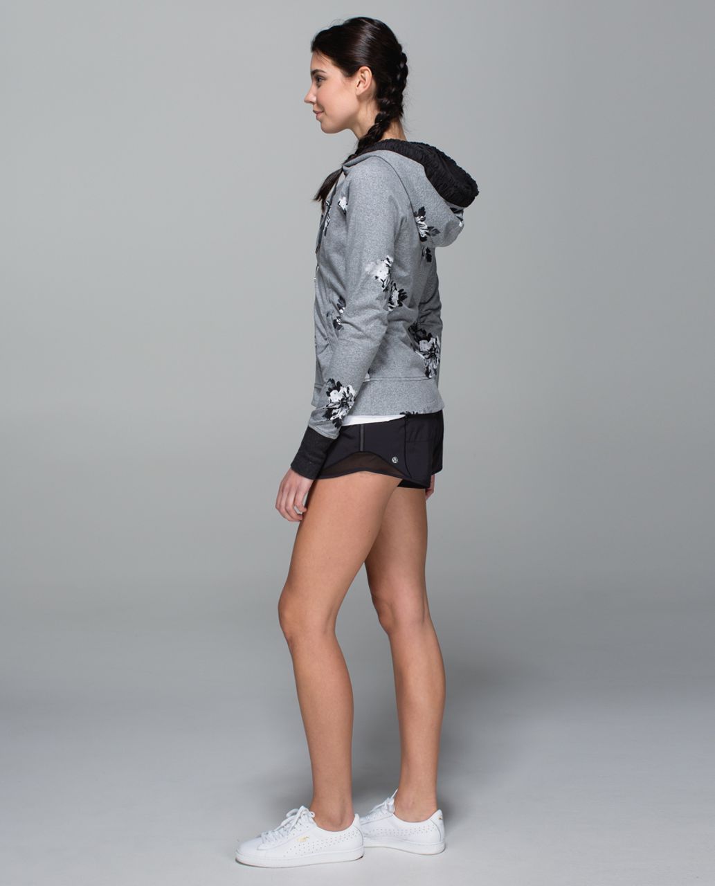 Lululemon Both Ways Bomber Heathered Grey Atomic Flower Silver Spoon Jacket  6