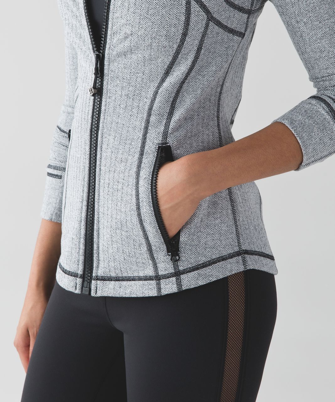 Lululemon Be Present Jacket Heathered Herringbone Heathered Black White  Size 6 - $50 - From W