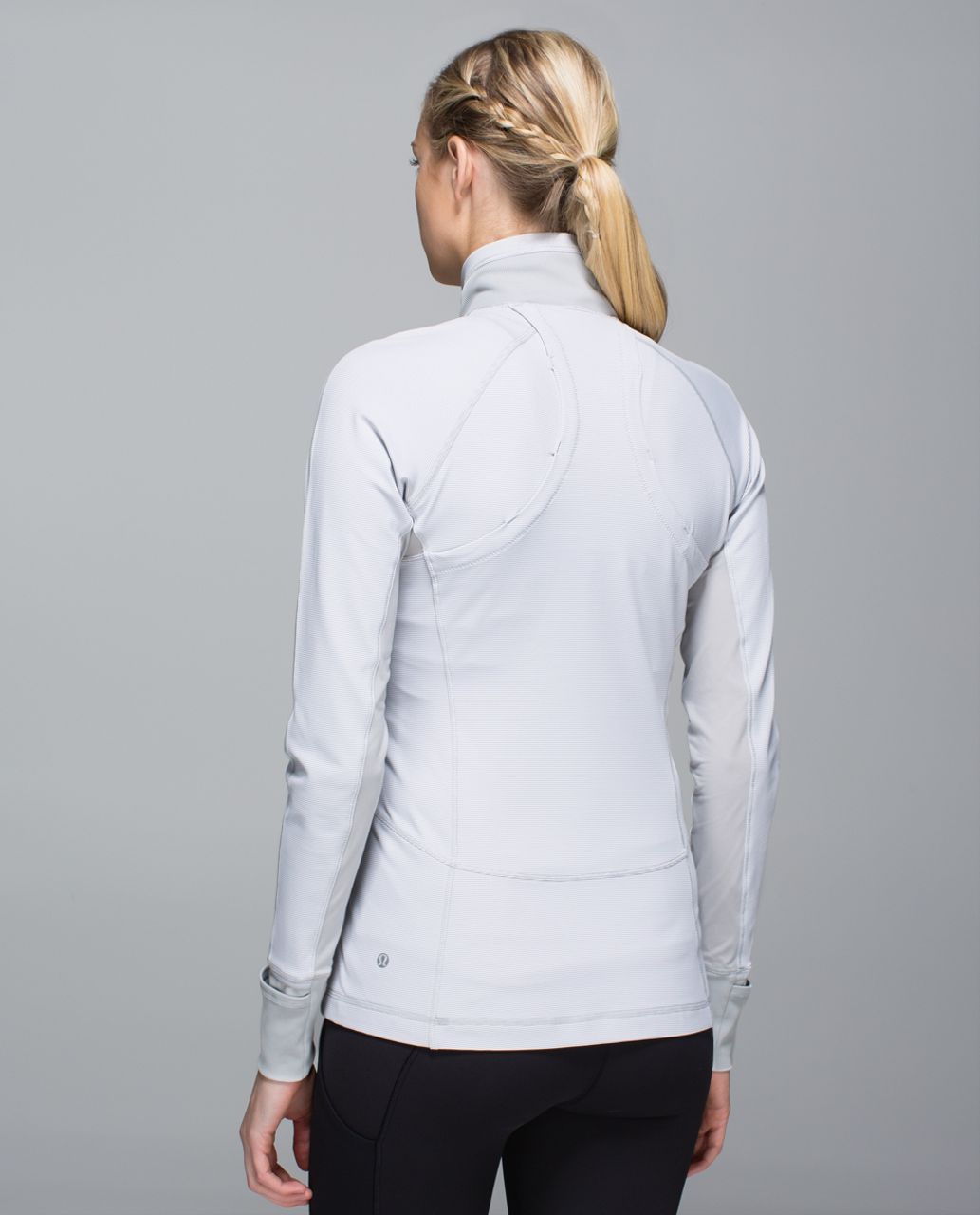 Lululemon Race With Grace 1/2 Zip II - Wee Stripe White Silver Spoon / Silver Spoon