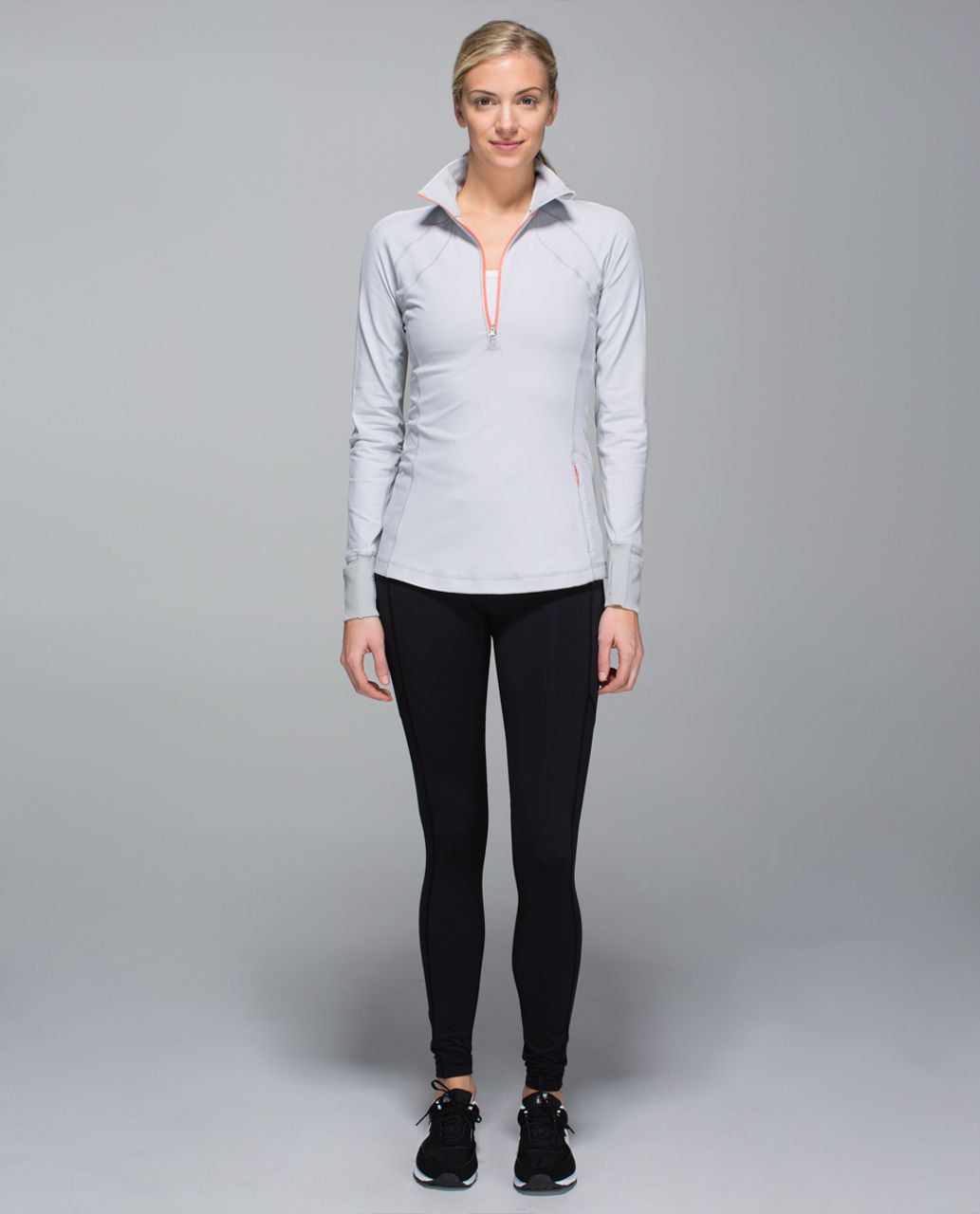 Lululemon Race With Grace 1/2 Zip II - Wee Stripe White Silver Spoon / Silver Spoon