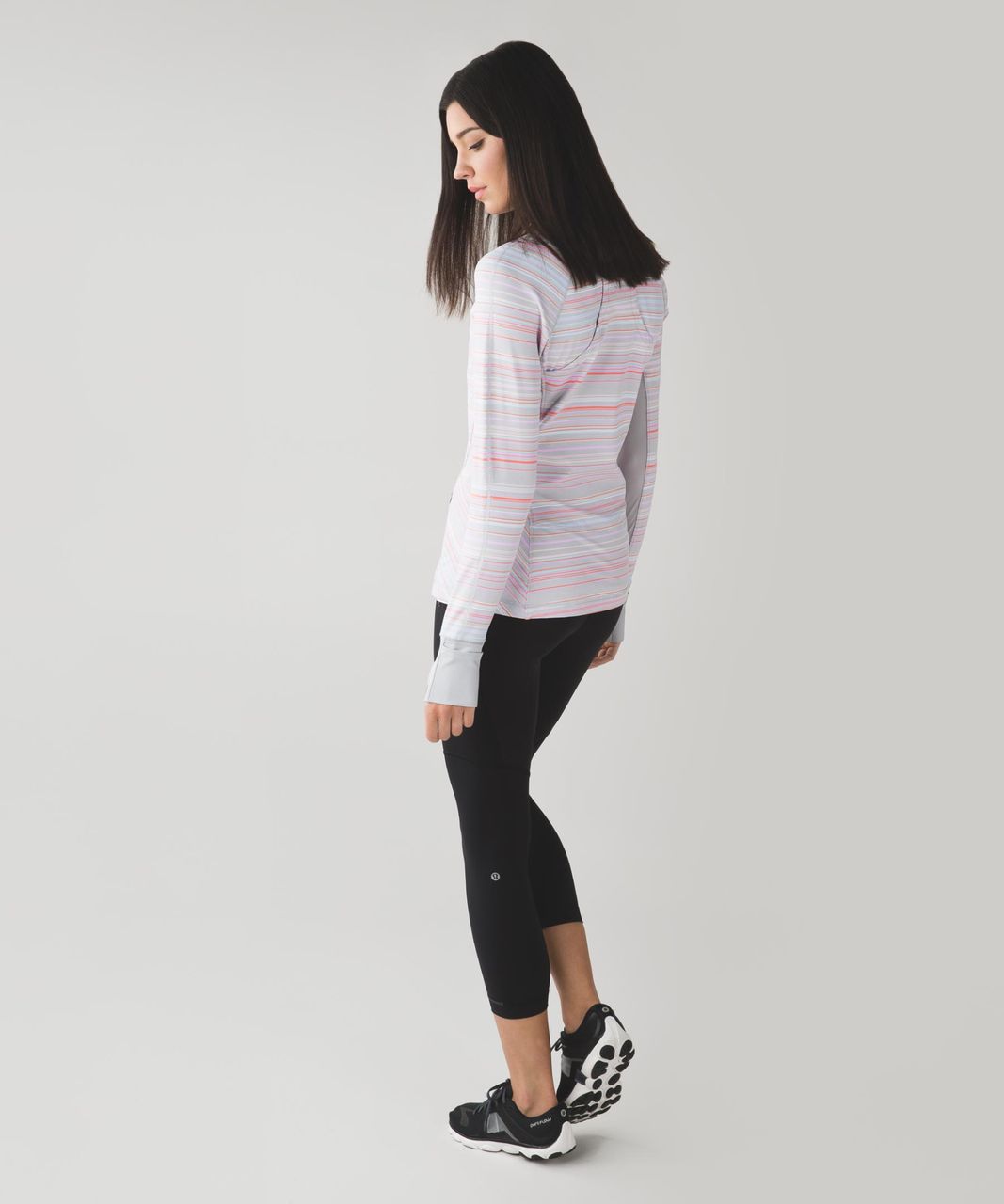 Lululemon Race With Grace 1/2 Zip II - Sanctity Stripe Heathered Silver Spoon Multi / Silver Spoon