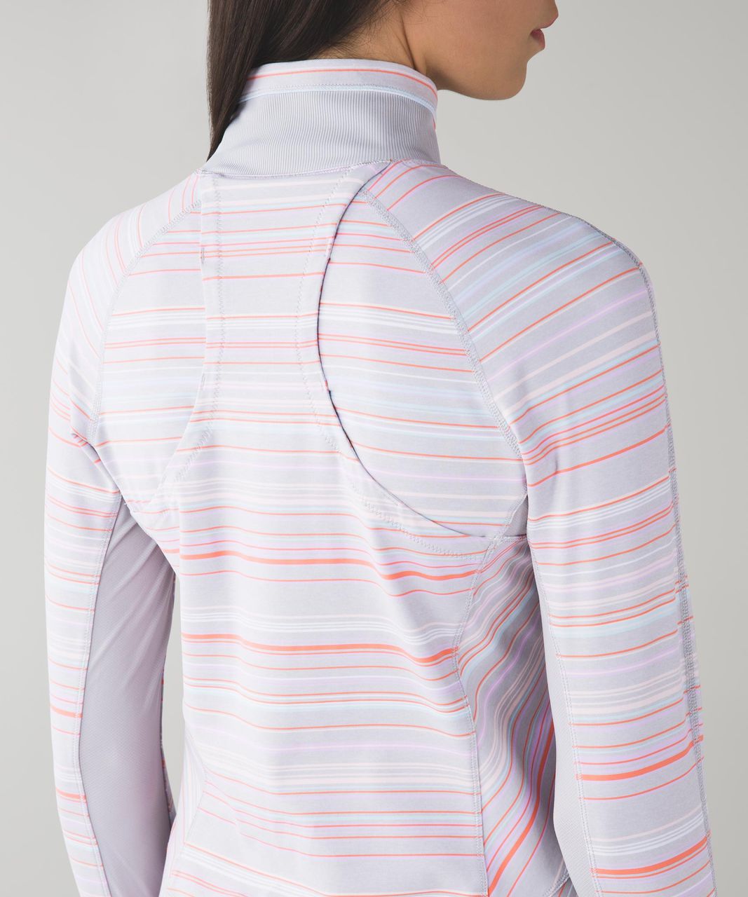 Lululemon Race With Grace 1/2 Zip II - Sanctity Stripe Heathered Silver Spoon Multi / Silver Spoon