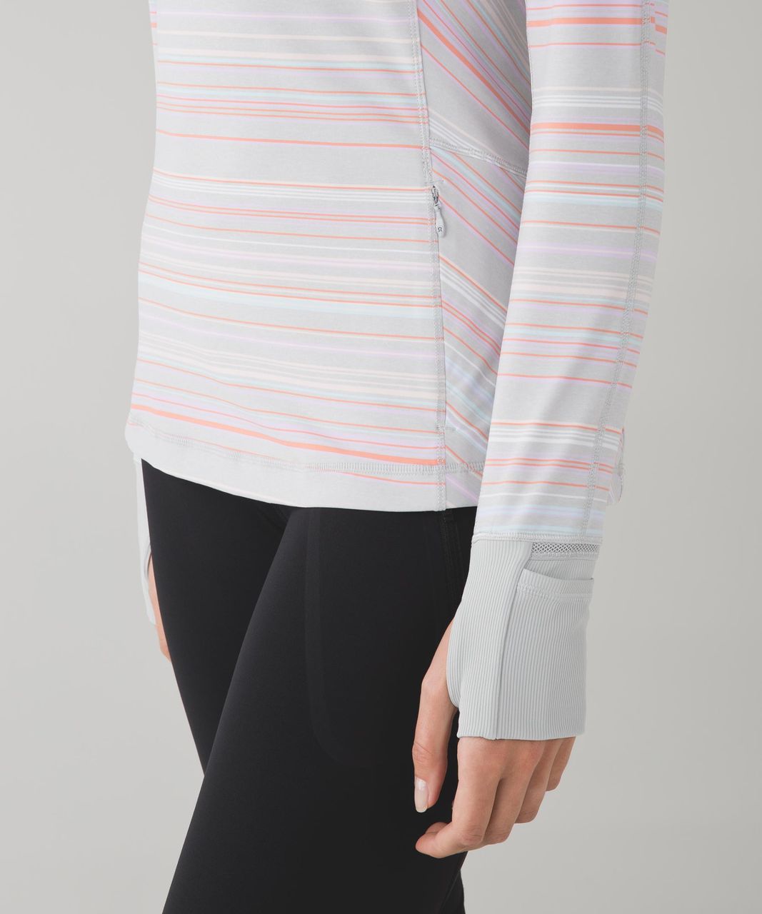 Lululemon Race With Grace 1/2 Zip II - Sanctity Stripe Heathered Silver Spoon Multi / Silver Spoon