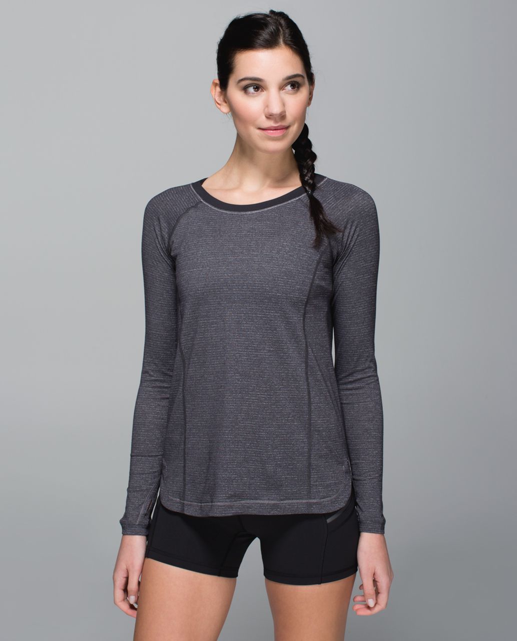 Lululemon Turn It Up Long Sleeve - Heathered Black /  Black