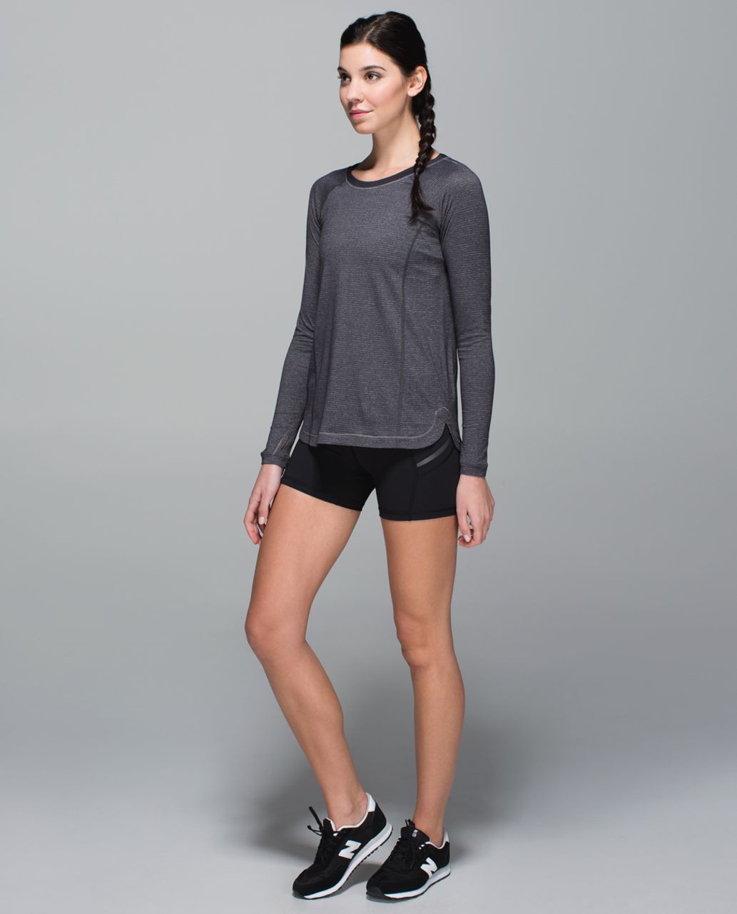 Lululemon Turn It Up Long Sleeve - Heathered Black /  Black