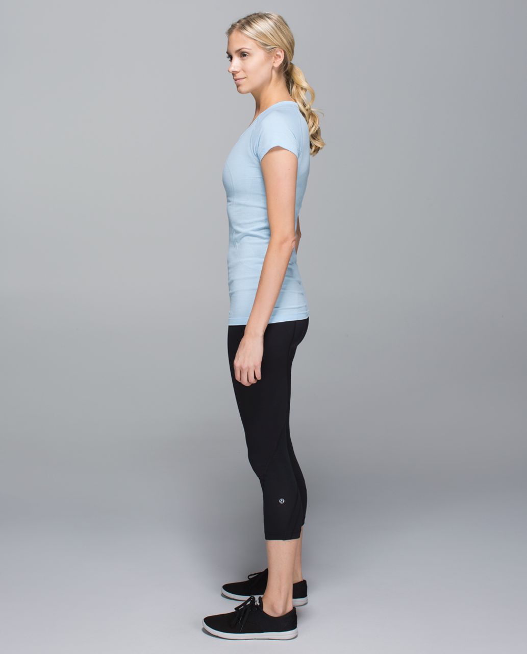 Lululemon Run:  Swiftly Tech Short Sleeve Crew - Space Dye Heathered Caspian Blue