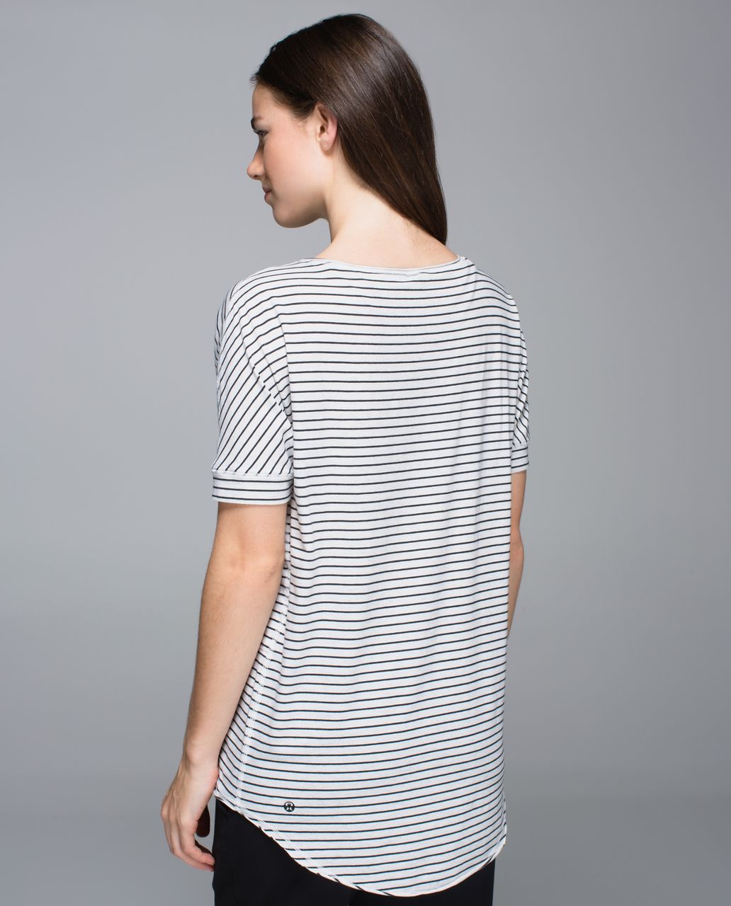 Lululemon Ravi Tee - Parallel Stripe Heathered White Heathered Black