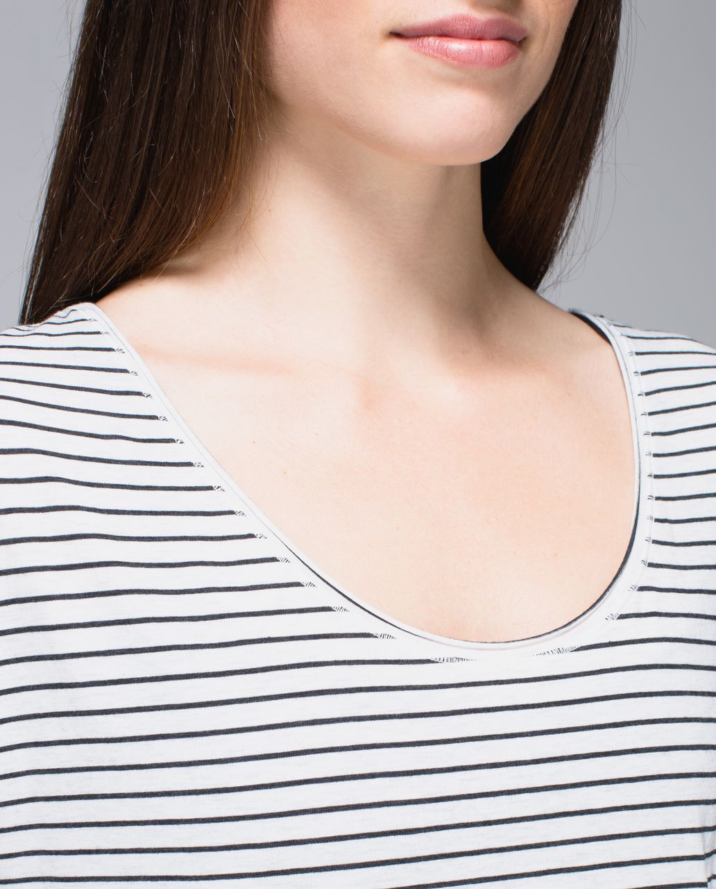 Lululemon Ravi Tee - Parallel Stripe Heathered White Heathered Black