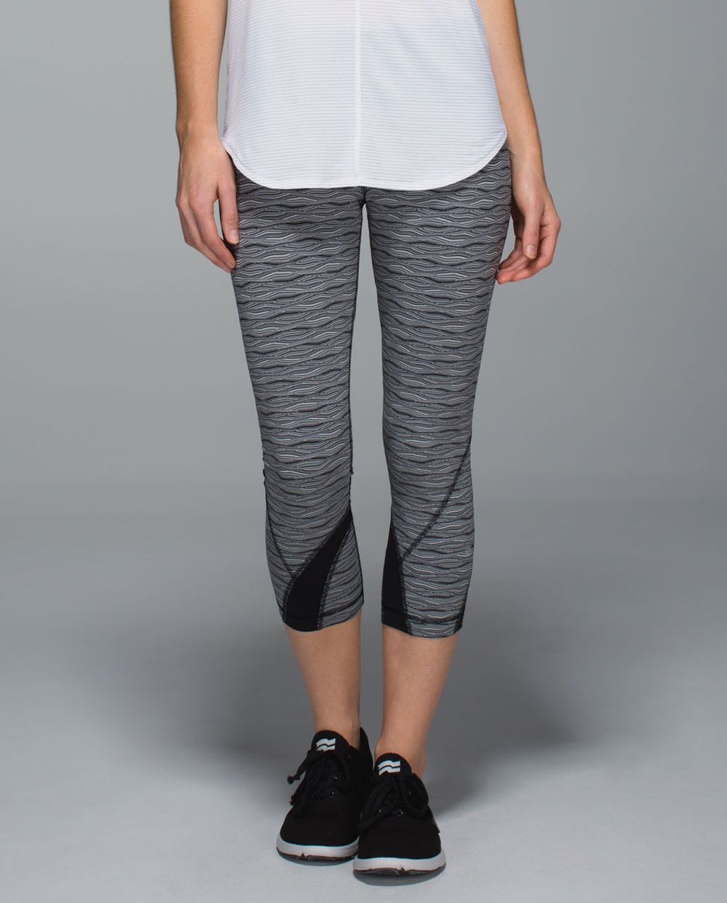 Lululemon Run:  Inspire Crop II *All Luxtreme - Textured Wave Black Silver Spoon / Black