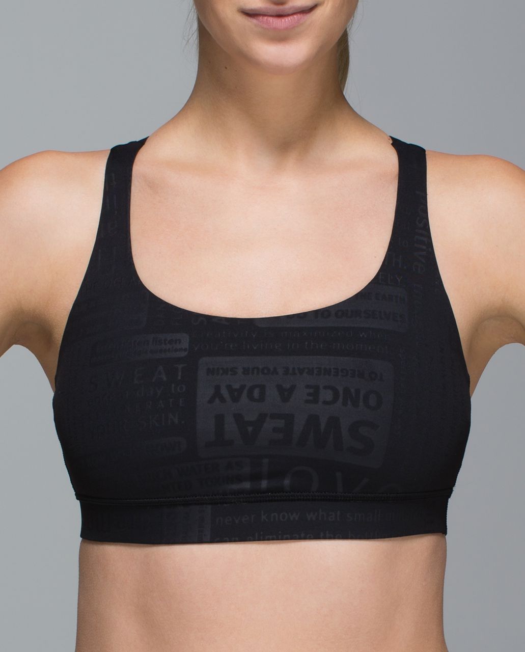 Lululemon Energy Bra - Classic Manifesto Embossed Black / Black - lulu  fanatics