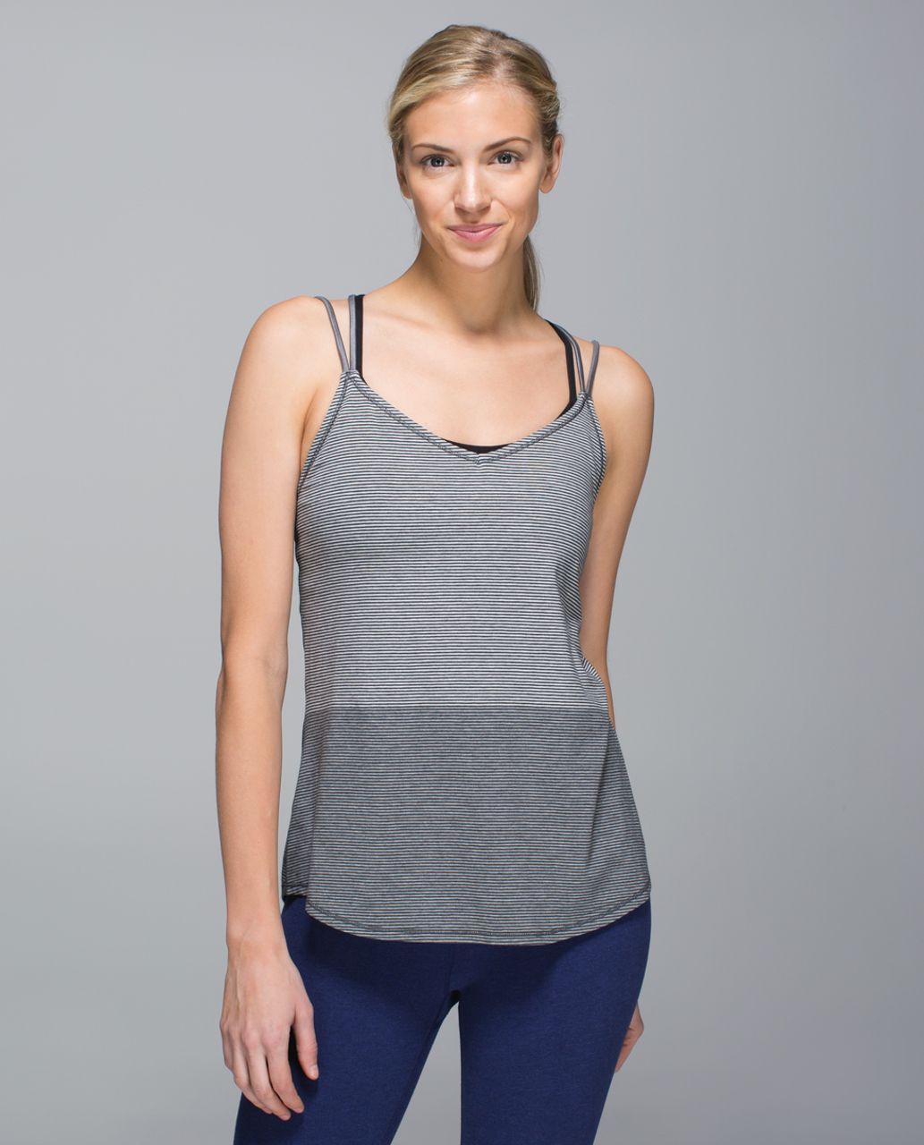 Lululemon Breezy Tank - Divided Stripe Heathered Light Grey Heathered Dark Gre / Slate