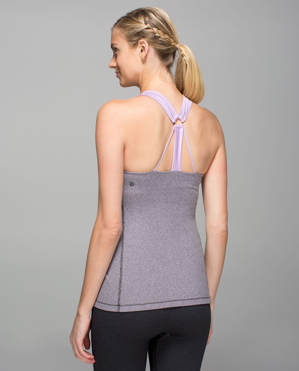 Lululemon Motivate Tank - Wee Stripe Heathered Dark Grey Pretty Purple