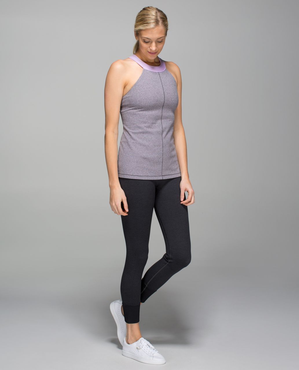 Lululemon Motivate Tank - Wee Stripe Heathered Dark Grey Pretty Purple