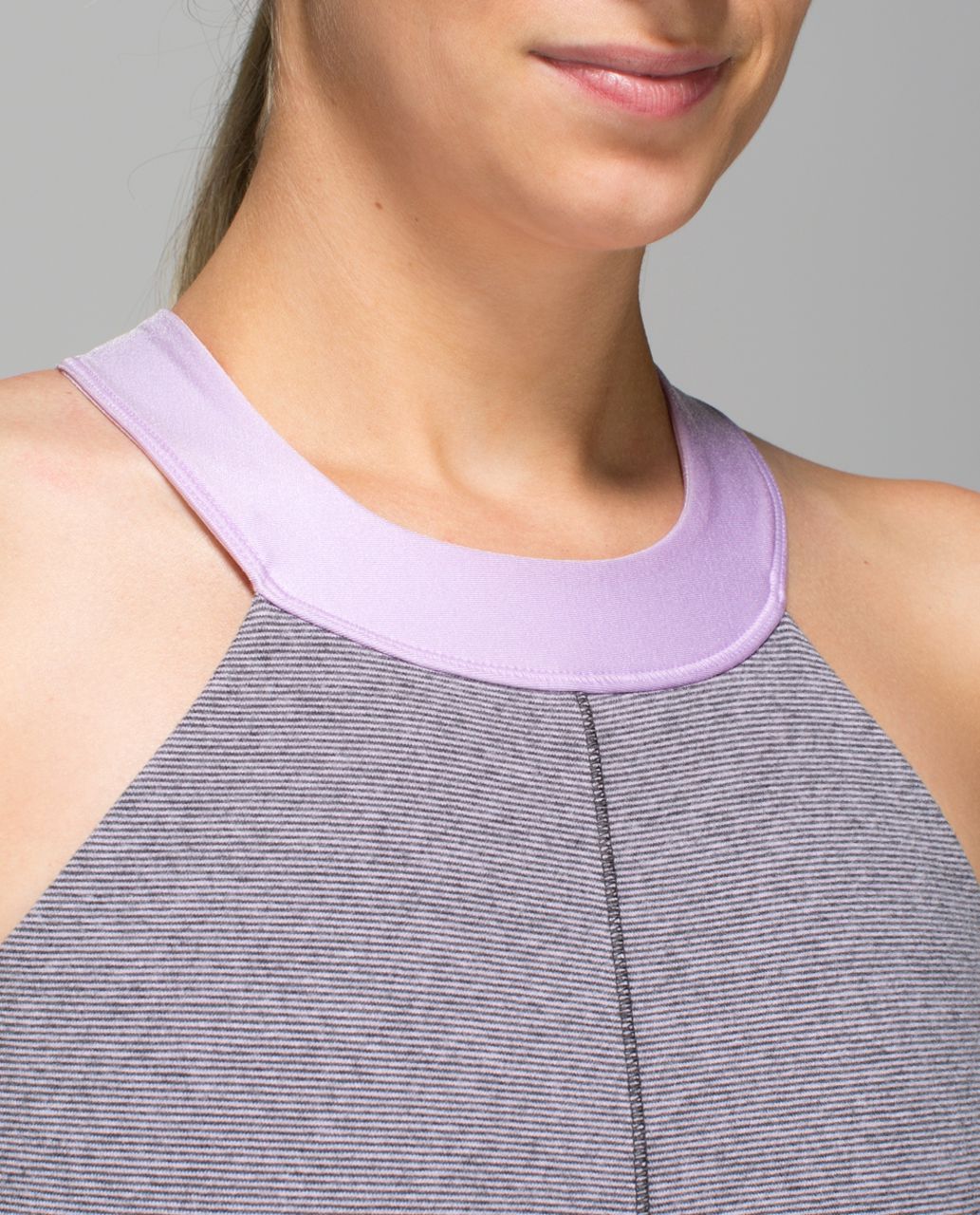 Lululemon Motivate Tank - Wee Stripe Heathered Dark Grey Pretty Purple