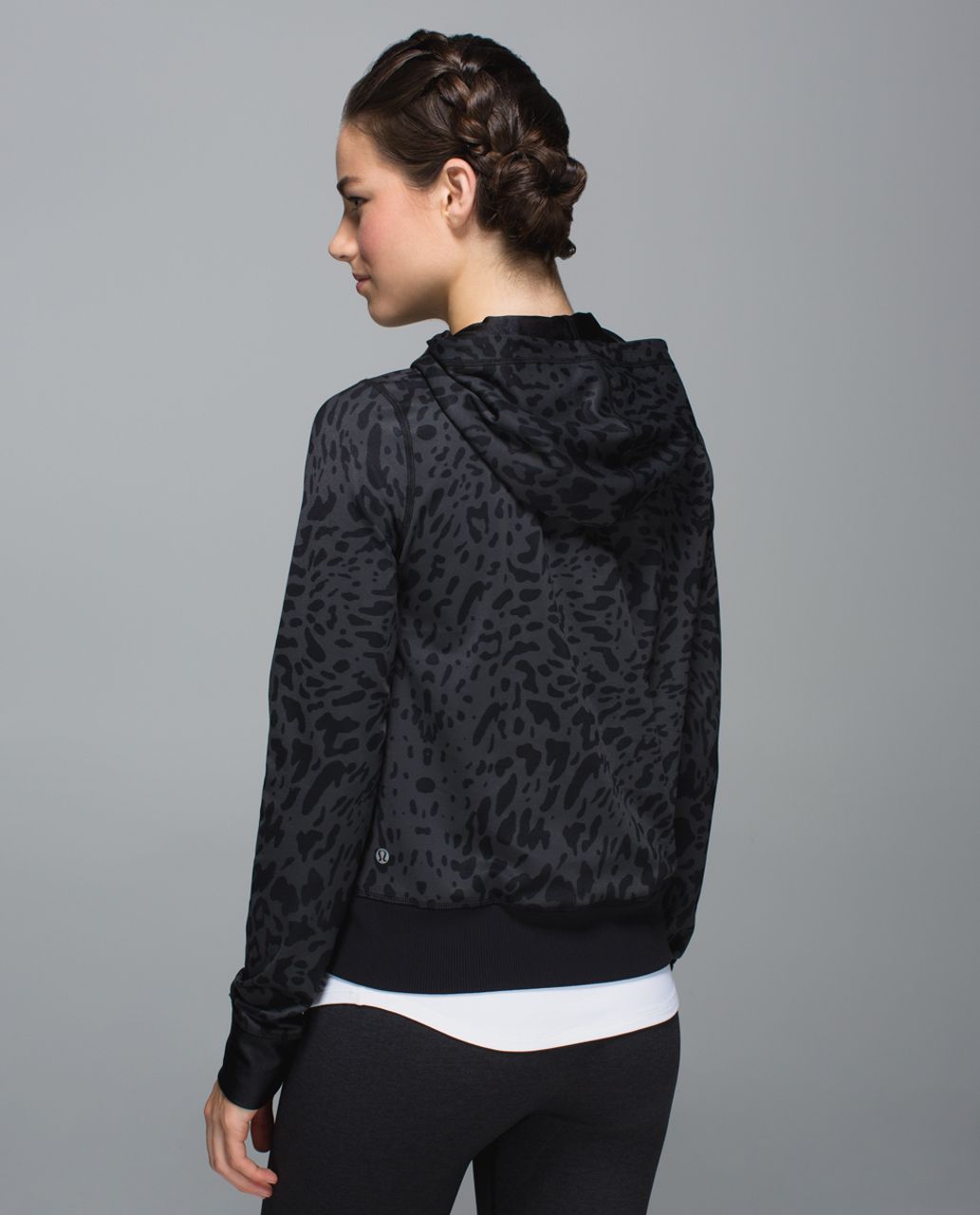 Lululemon Namaskar Hoodie - Animal Swirl Deep Coal Black / Black