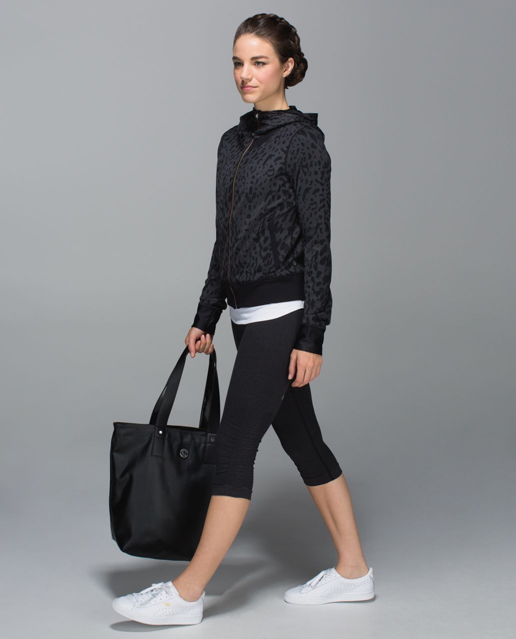 Lululemon Namaskar Hoodie - Animal Swirl Deep Coal Black / Black