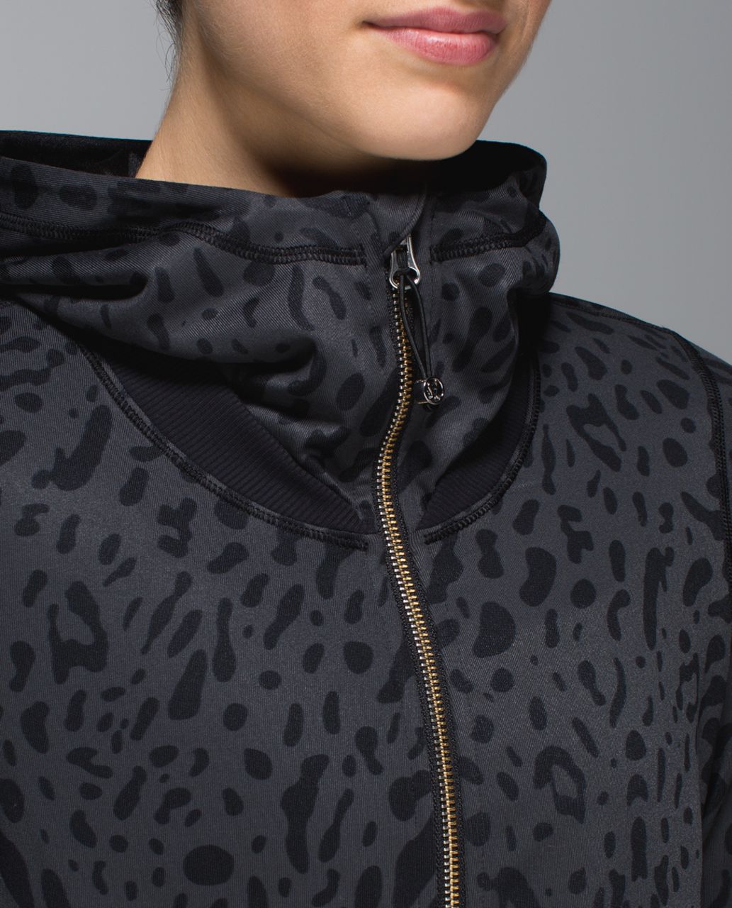 Lululemon Namaskar Hoodie - Animal Swirl Deep Coal Black / Black