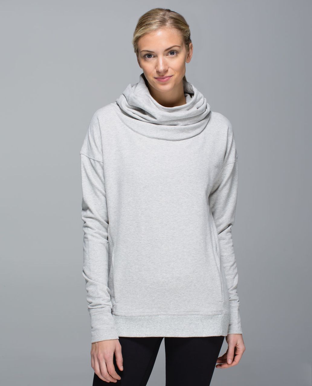 Lululemon Hoodie Think Fast Hoodie Women 8 Gray Houndstooth Cowl Neck  Sweatshirt