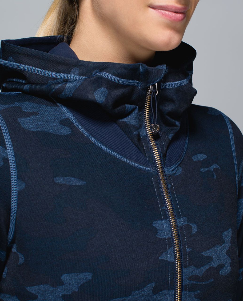 Lululemon Namaskar Hoodie - Heathered Texture Lotus Camo Oil Slick Blue / Inkwell