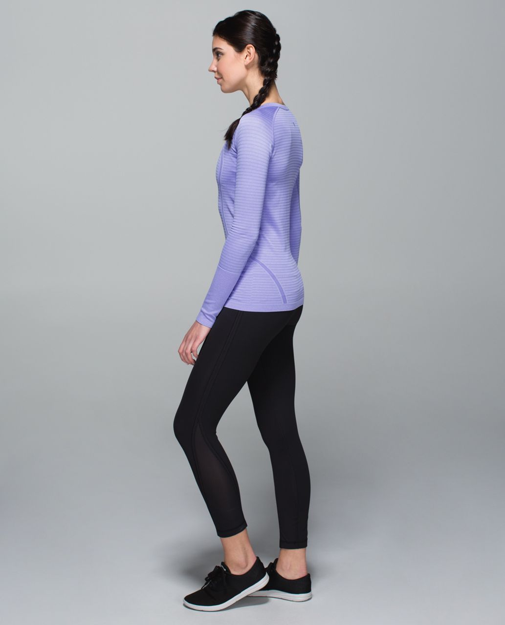 Lululemon Run:  Swiftly Tech Long Sleeve Crew - Rugby Stripe Tonal Heathered Lullaby