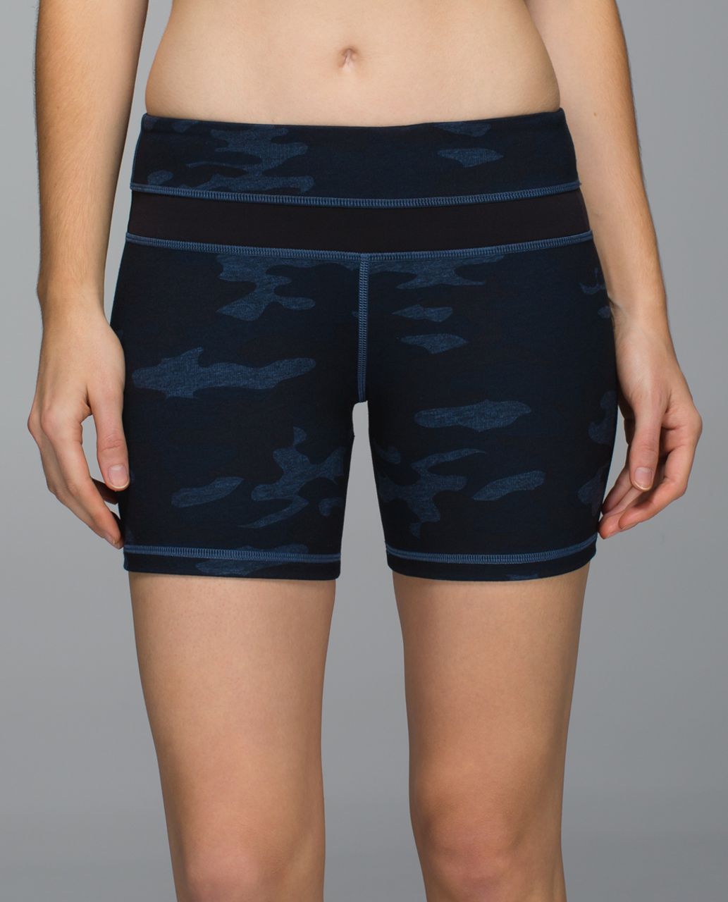 Lululemon Groove Short *Full-On Luon (Regular) - Heathered Texture Lotus Camo Oil Slick Blue / Black