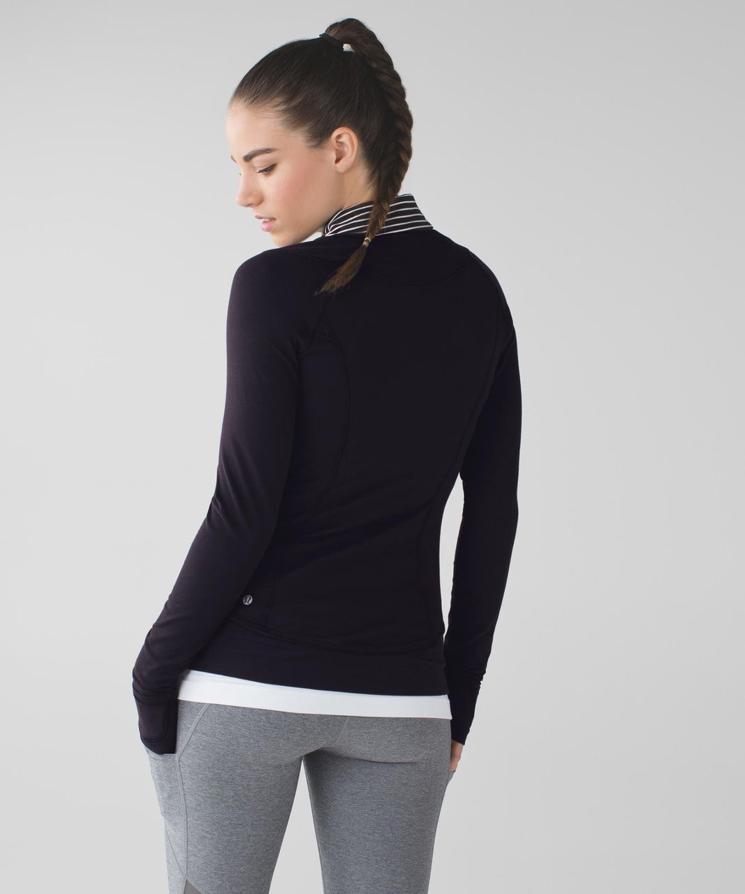 Lululemon Think Fast Pullover - Black / Parallel Stripe Black White