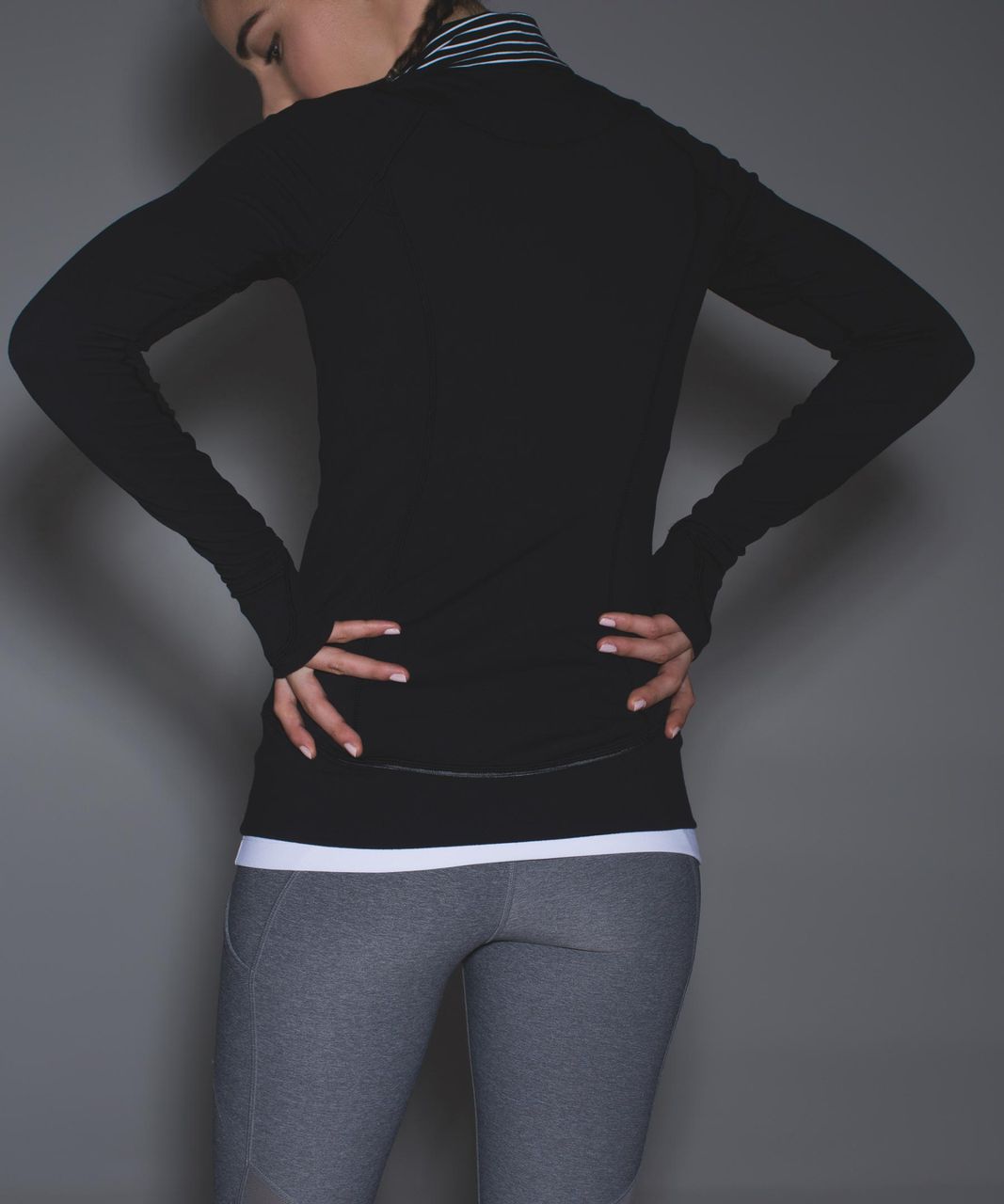 Lululemon Think Fast Pullover - Black / Parallel Stripe Black White