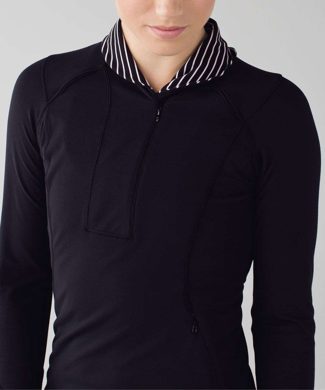 Lululemon Think Fast Pullover - Black / Parallel Stripe Black White