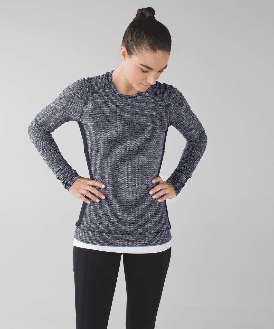 Lululemon Think Fast Long Sleeve - Coco Pique Black / Black